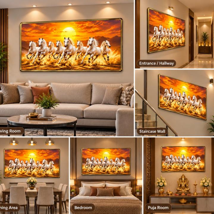 7 Horses-Golden religious Frame category reddy mate frame