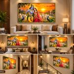 Radha-Krishna - Golden religious Frame category reddy mate frame